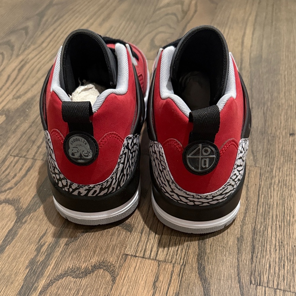 Jordan Men’s Red Black White Sneakers with Elephant Print - Picture 2 of 4